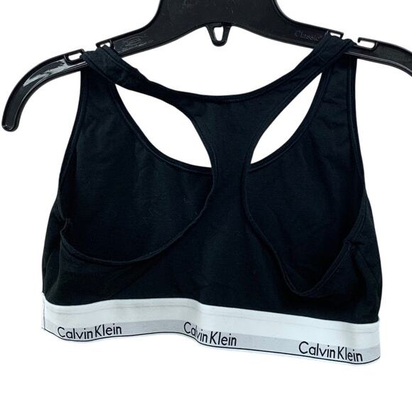 New Calvin Klein Womens XL Black Unpadded Wireless Racerback Bralette Sports Bra - Picture 2 of 4